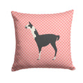 Llama Q' Ara Pink Check Decorative Throw Pillow 14x14 Indoor Outdoor Accent Cushion, Fabric Cover with Insert for Sofa, Bed, Porch & Living Room
