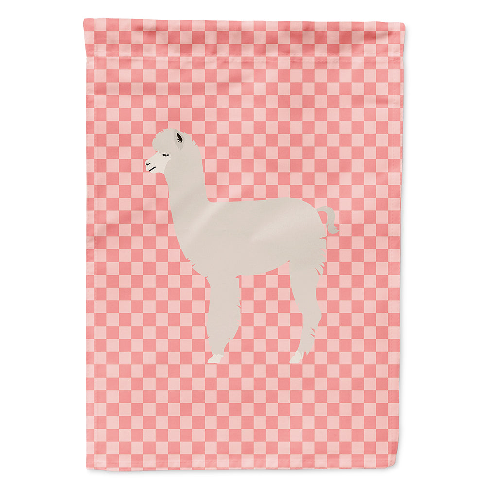 Alpaca Pink Check House Flag 28x40 Porch Sleeve Pole Decorative Outside Yard Banner Artwork Wall Hanging, Polyester