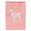 Alpaca Pink Check House Flag 28x40 Porch Sleeve Pole Decorative Outside Yard Banner Artwork Wall Hanging, Polyester