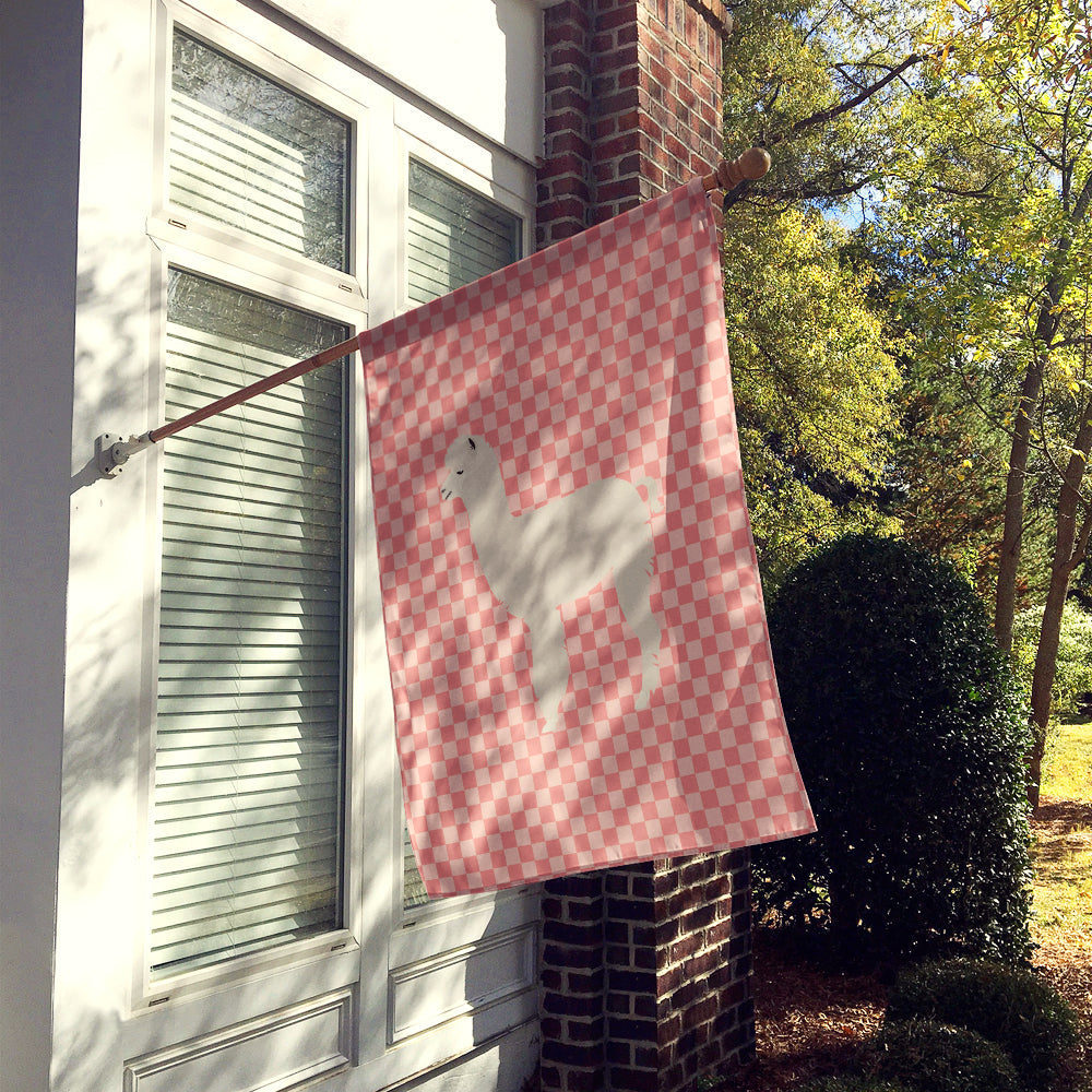 Alpaca Pink Check House Flag 28x40 Porch Sleeve Pole Decorative Outside Yard Banner Artwork Wall Hanging, Polyester