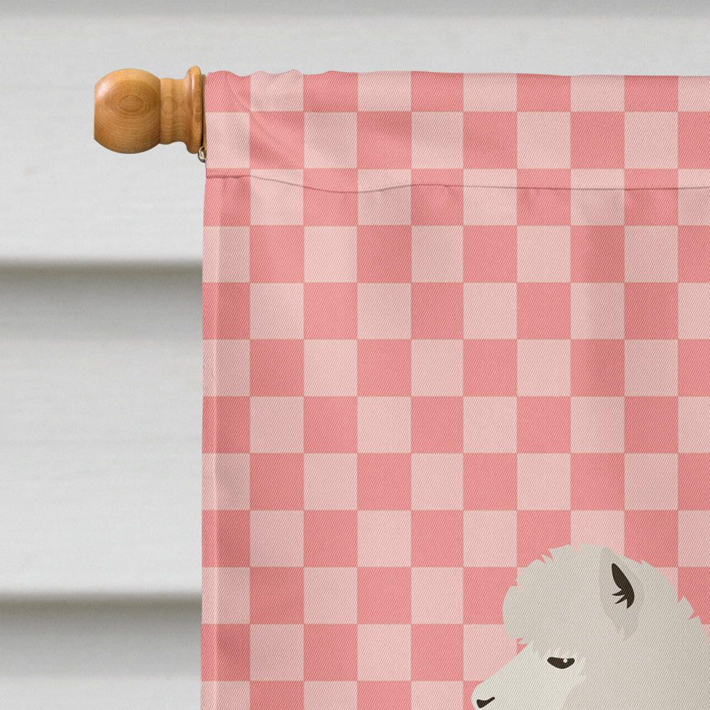 Alpaca Pink Check House Flag 28x40 Porch Sleeve Pole Decorative Outside Yard Banner Artwork Wall Hanging, Polyester