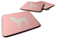 Alpaca Pink Check Foam Coasters Set of 4 Cup Coasters for Indoor Outdoor, Tabletop Protection, Anti Slip, Mouse pad Material
