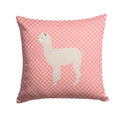 Alpaca Pink Check Decorative Throw Pillow 14x14 Indoor Outdoor Accent Cushion, Fabric Cover with Insert for Sofa, Bed, Porch & Living Room