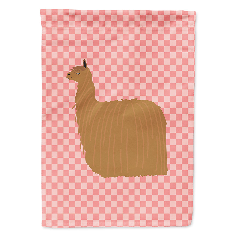 Alpaca Suri Pink Check House Flag 28x40 Porch Sleeve Pole Decorative Outside Yard Banner Artwork Wall Hanging, Polyester