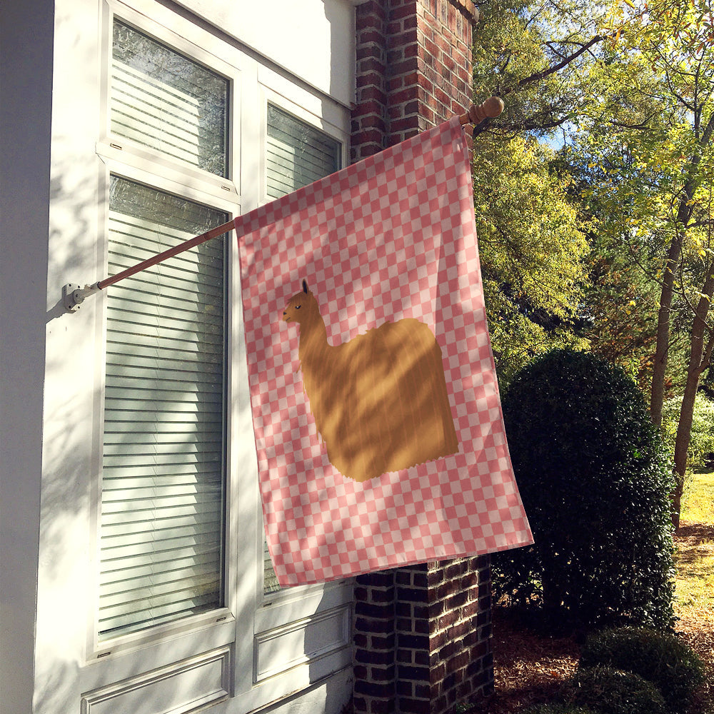 Alpaca Suri Pink Check House Flag 28x40 Porch Sleeve Pole Decorative Outside Yard Banner Artwork Wall Hanging, Polyester