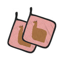 Alpaca Suri Pink Check Pot Holder Set of 2 Heat Resistant Quilted Hot Pads 7.5 x 7.5 Inch, Insulated Kitchen Trivets for Cooking & Baking
