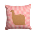 Alpaca Suri Pink Check Decorative Throw Pillow 14x14 Indoor Outdoor Accent Cushion, Fabric Cover with Insert for Sofa, Bed, Porch & Living Room