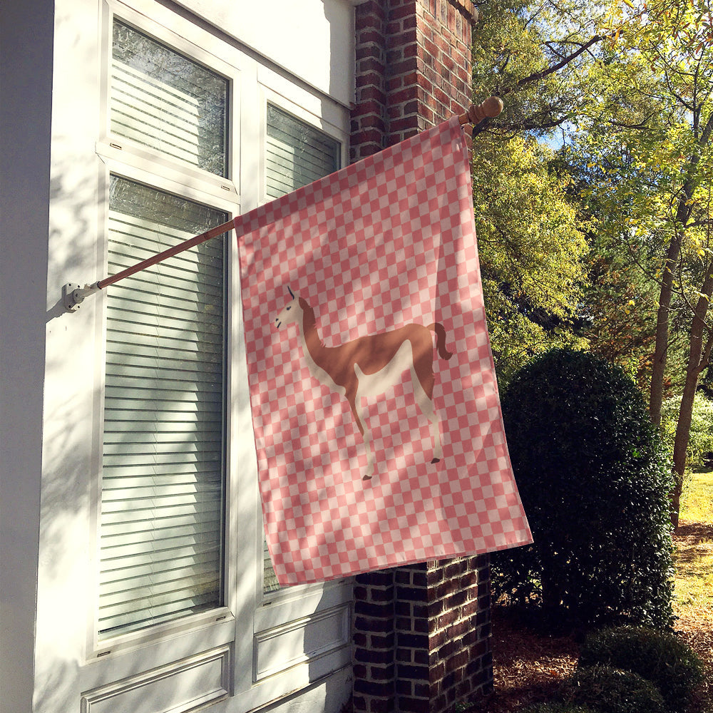Guanaco Pink Check House Flag 28x40 Porch Sleeve Pole Decorative Outside Yard Banner Artwork Wall Hanging, Polyester