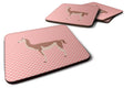 Guanaco Pink Check Foam Coasters Set of 4 Cup Coasters for Indoor Outdoor, Tabletop Protection, Anti Slip, Mouse pad Material