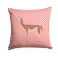 Guanaco Pink Check Decorative Throw Pillow 14x14 Indoor Outdoor Accent Cushion, Fabric Cover with Insert for Sofa, Bed, Porch & Living Room