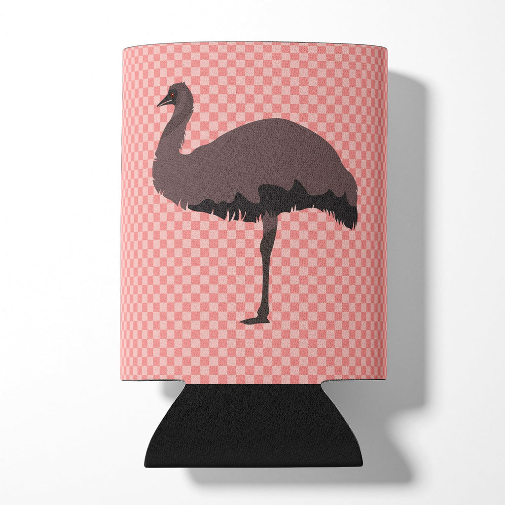 Emu Pink Check Can or Bottle Hugger Cooler Sleeve for Standard 12 oz Cans, Insulated Foam Beer & Soda Can Hugger Reusable
