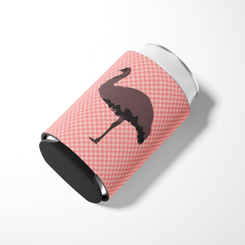 Emu Pink Check Can or Bottle Hugger Cooler Sleeve for Standard 12 oz Cans, Insulated Foam Beer & Soda Can Hugger Reusable