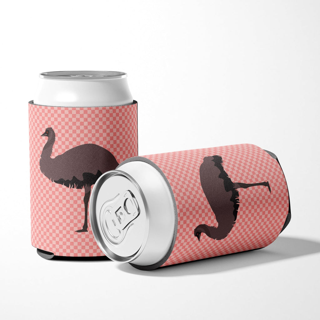 Emu Pink Check Can or Bottle Hugger Cooler Sleeve for Standard 12 oz Cans, Insulated Foam Beer & Soda Can Hugger Reusable