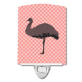 Emu Pink Check Ceramic Night Light Compact, UL-Certified, Ideal for Bedroom, Bathroom, Nursery, Hallway, Kitchen, 6x4x3, Multicolor