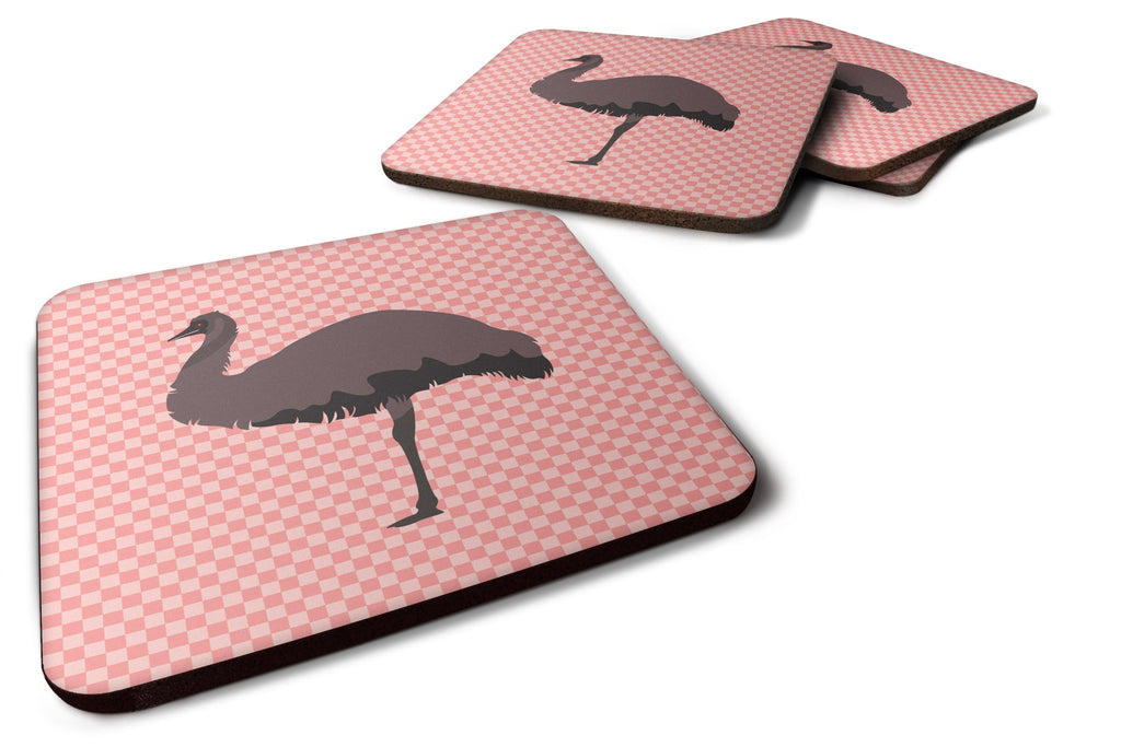 Emu Pink Check Foam Coasters Set of 4 Cup Coasters for Indoor Outdoor, Tabletop Protection, Anti Slip, Mouse pad Material