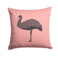 Emu Pink Check Decorative Throw Pillow 14x14 Indoor Outdoor Accent Cushion, Fabric Cover with Insert for Sofa, Bed, Porch & Living Room