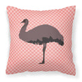 Emu Pink Check Decorative Throw Pillow 18x18 Indoor Outdoor Accent Cushion, Fabric Cover with Insert for Sofa, Bed, Porch & Living Room