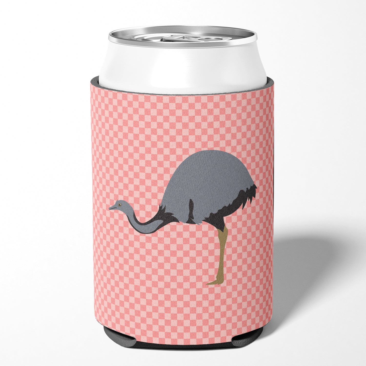 Rhea  Pink Check Can or Bottle Hugger Cooler Sleeve for Standard 12 oz Cans, Insulated Foam Beer & Soda Can Hugger Reusable