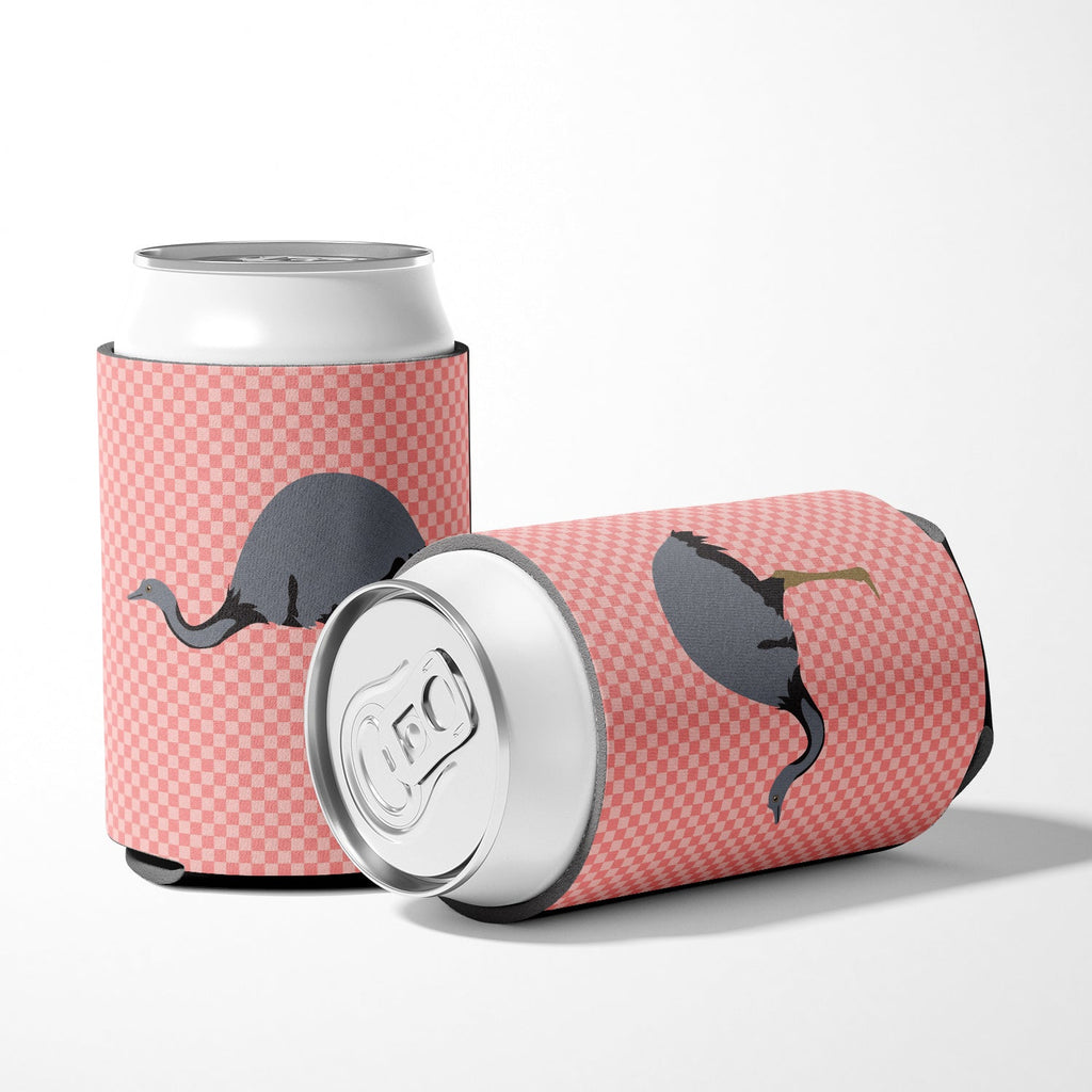 Rhea  Pink Check Can or Bottle Hugger Cooler Sleeve for Standard 12 oz Cans, Insulated Foam Beer & Soda Can Hugger Reusable