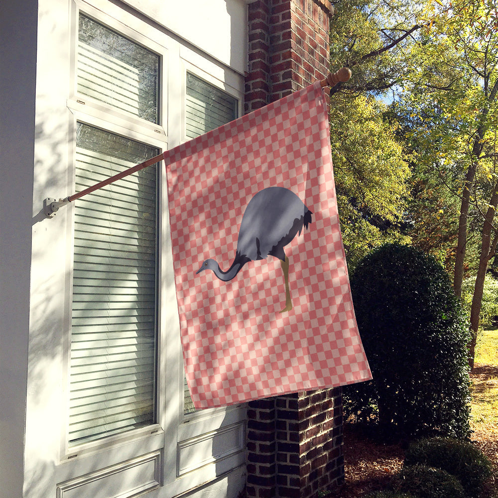 Rhea  Pink Check House Flag 28x40 Porch Sleeve Pole Decorative Outside Yard Banner Artwork Wall Hanging, Polyester