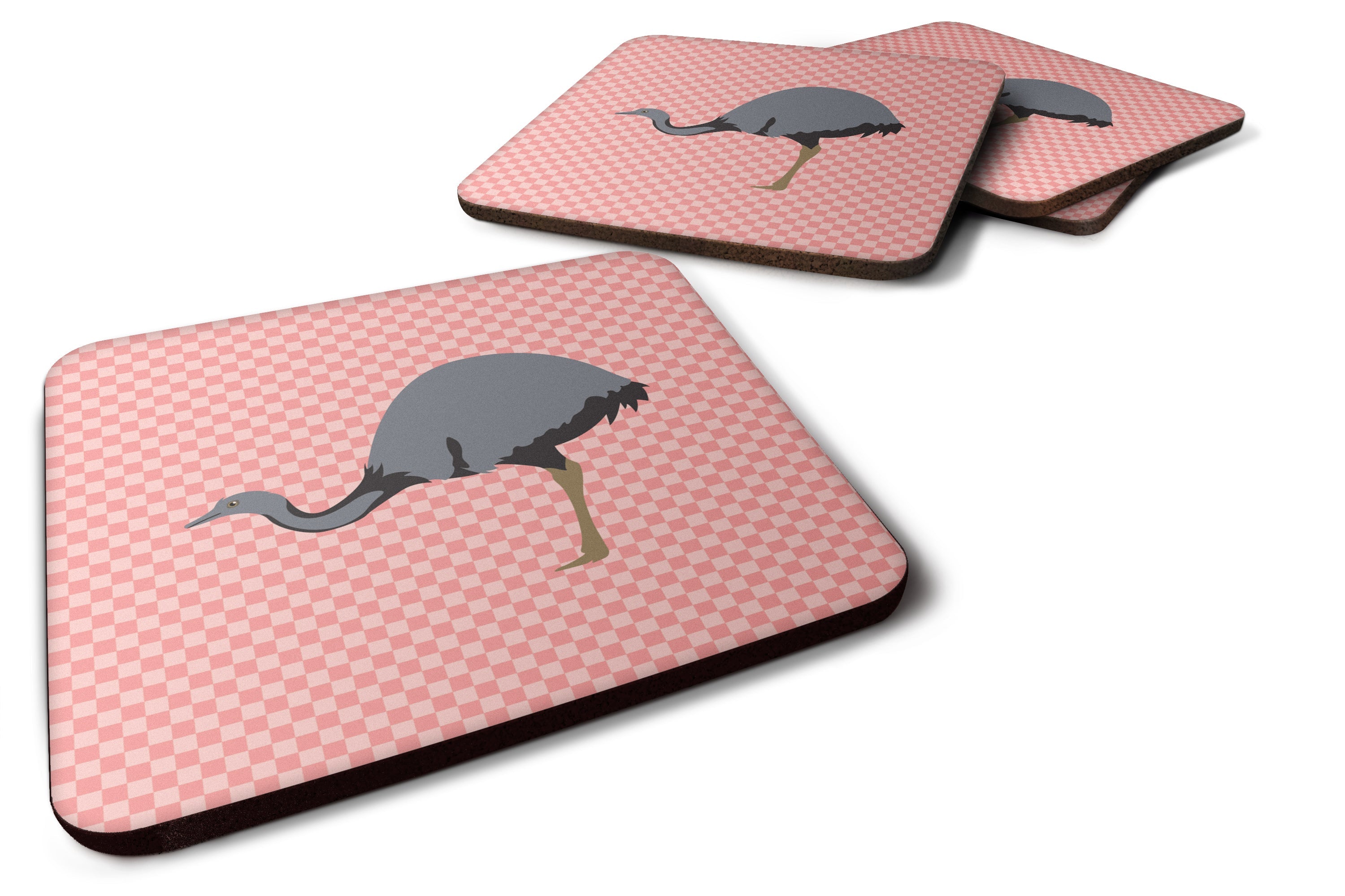 Rhea  Pink Check Foam Coasters Set of 4 Cup Coasters for Indoor Outdoor, Tabletop Protection, Anti Slip, Mouse pad Material