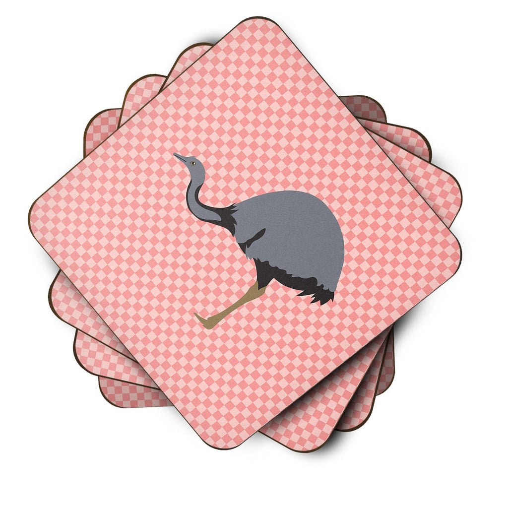 Rhea  Pink Check Foam Coasters Set of 4 Cup Coasters for Indoor Outdoor, Tabletop Protection, Anti Slip, Mouse pad Material