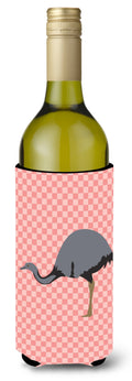 Rhea  Pink Check Wine Bottle Hugger Gift Sleeve for Standard 750 ml Bottles, Insulated Reusable Also Fits Mini Shot & Pint Bottles