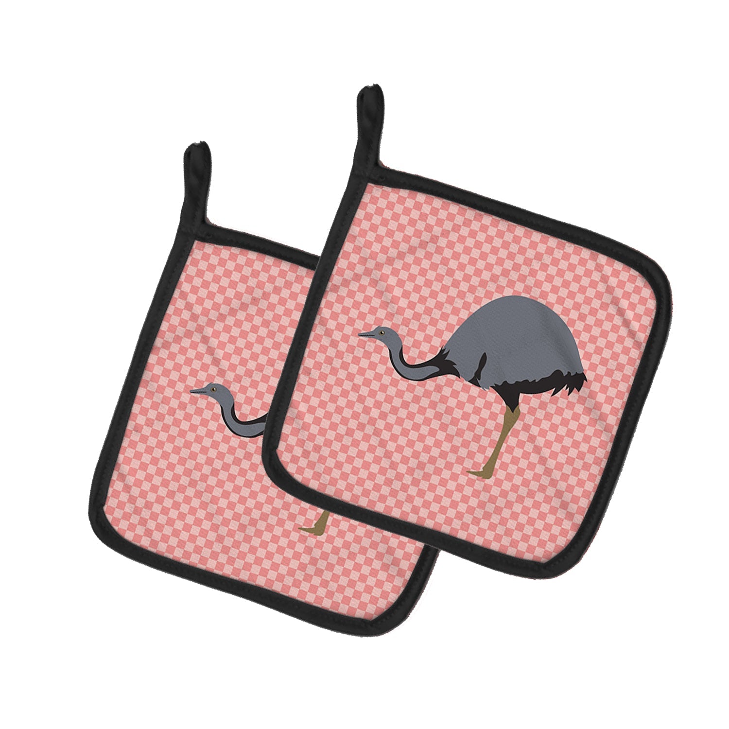 Rhea  Pink Check Pot Holder Set of 2 Heat Resistant Quilted Hot Pads 7.5 x 7.5 Inch, Insulated Kitchen Trivets for Cooking & Baking