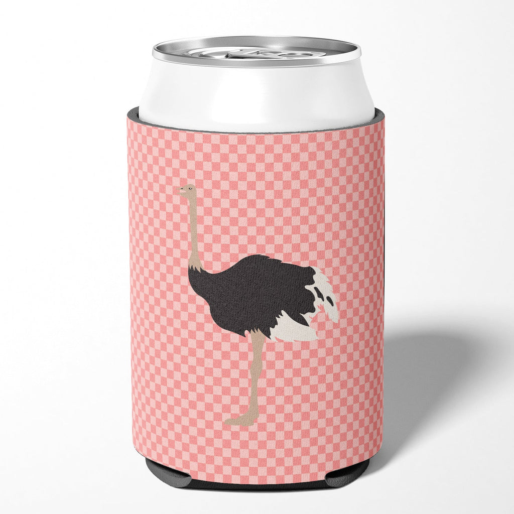 Common Ostrich Pink Check Can or Bottle Hugger Cooler Sleeve for Standard 12 oz Cans, Insulated Foam Beer & Soda Can Hugger Reusable