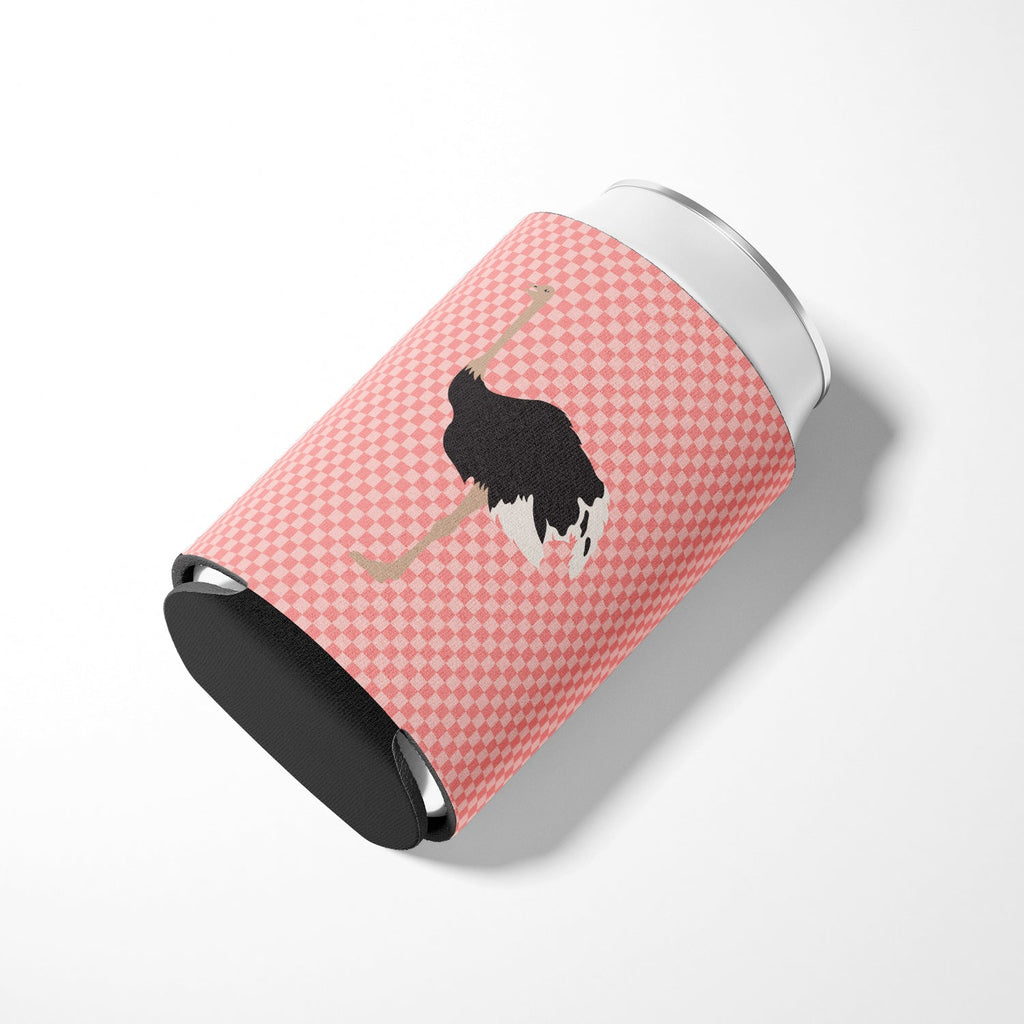Common Ostrich Pink Check Can or Bottle Hugger Cooler Sleeve for Standard 12 oz Cans, Insulated Foam Beer & Soda Can Hugger Reusable