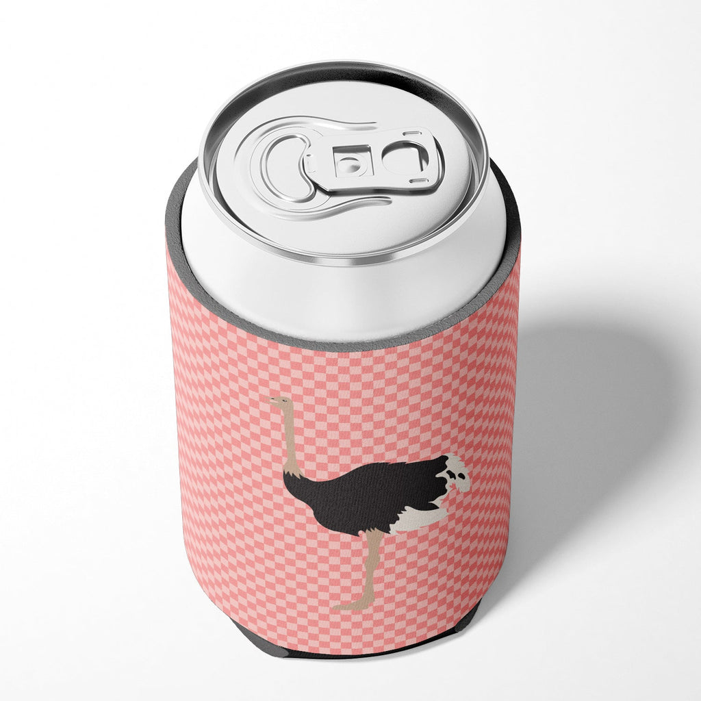Common Ostrich Pink Check Can or Bottle Hugger Cooler Sleeve for Standard 12 oz Cans, Insulated Foam Beer & Soda Can Hugger Reusable
