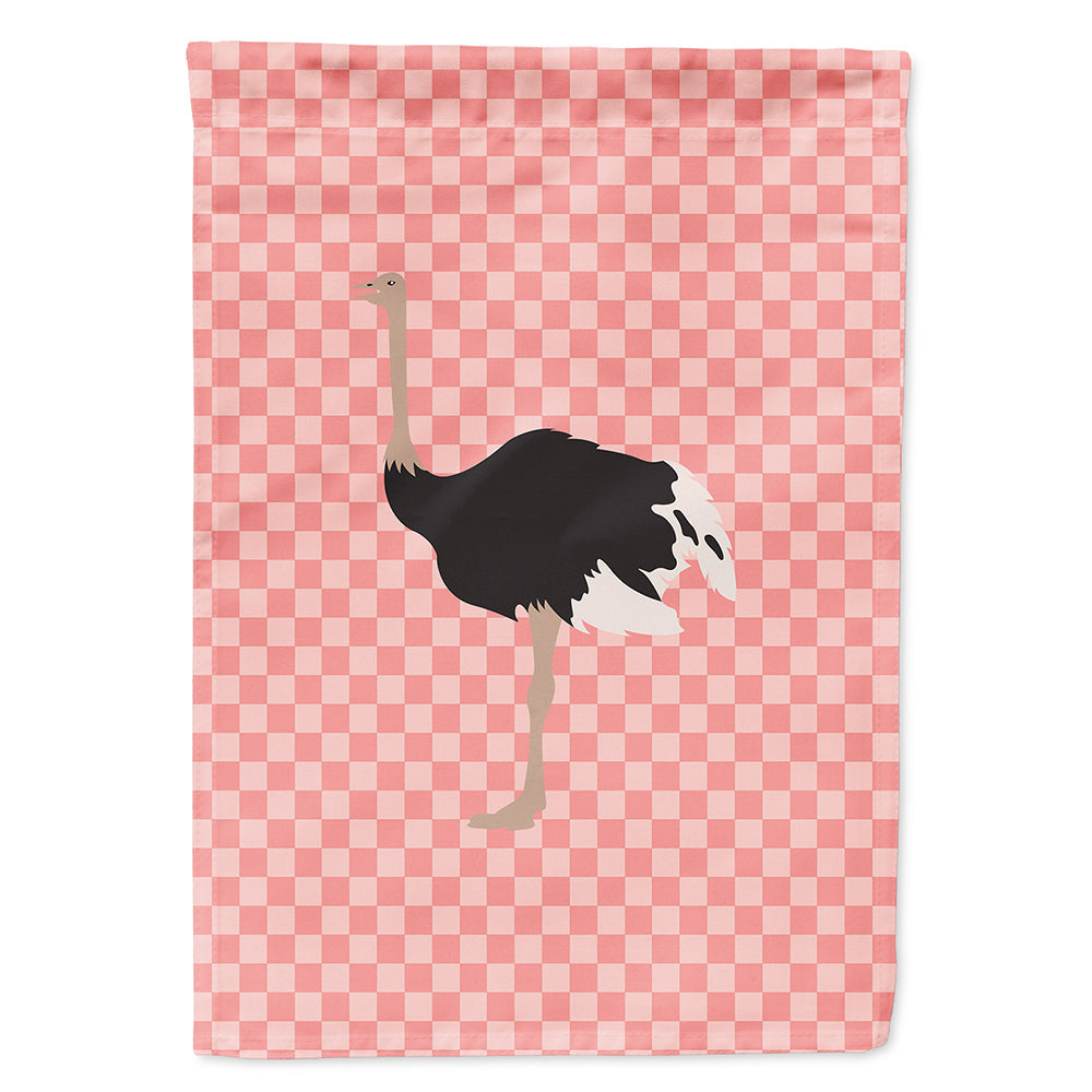 Common Ostrich Pink Check House Flag 28x40 Porch Sleeve Pole Decorative Outside Yard Banner Artwork Wall Hanging, Polyester