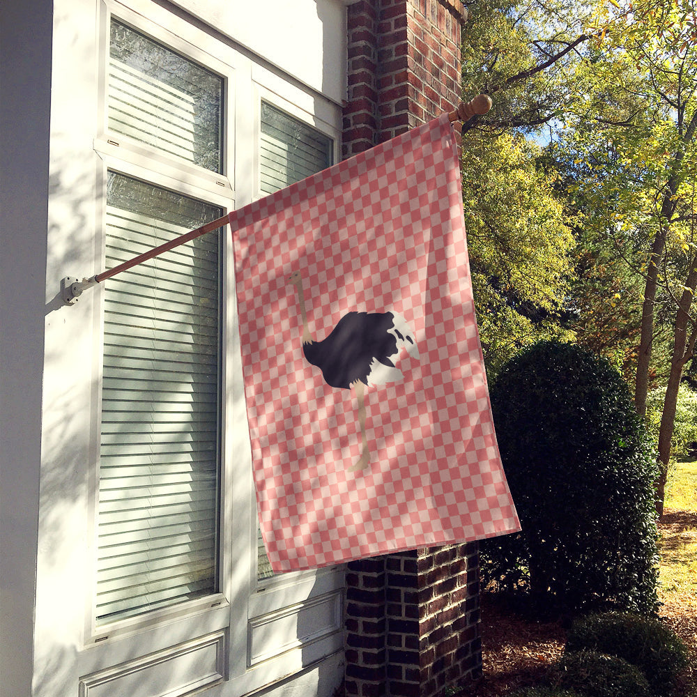Common Ostrich Pink Check House Flag 28x40 Porch Sleeve Pole Decorative Outside Yard Banner Artwork Wall Hanging, Polyester