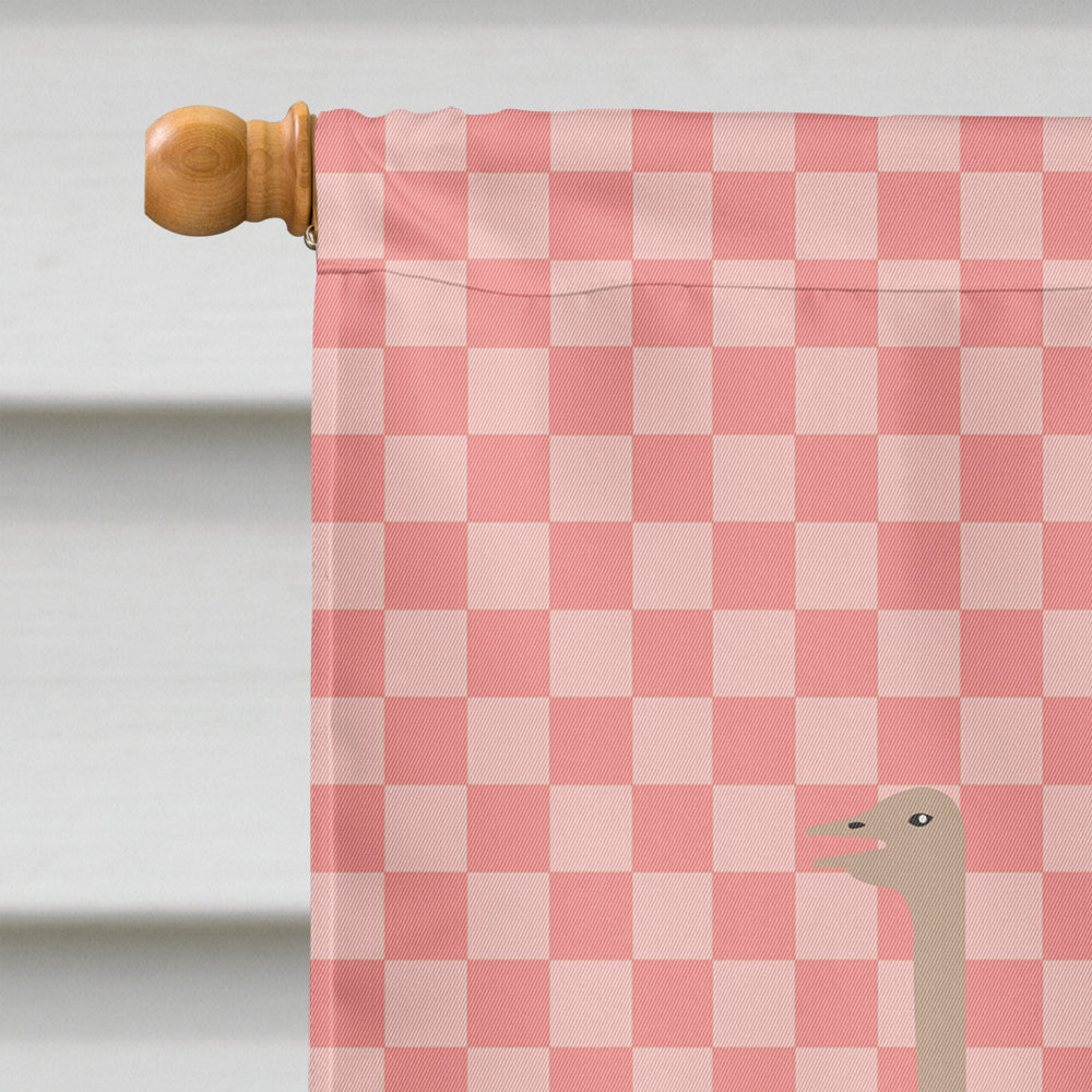 Common Ostrich Pink Check House Flag 28x40 Porch Sleeve Pole Decorative Outside Yard Banner Artwork Wall Hanging, Polyester