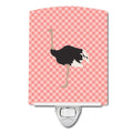 Common Ostrich Pink Check Ceramic Night Light Compact, UL-Certified, Ideal for Bedroom, Bathroom, Nursery, Hallway, Kitchen, 6x4x3, Multicolor