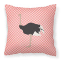 Common Ostrich Pink Check Decorative Throw Pillow 18x18 Indoor Outdoor Accent Cushion, Fabric Cover with Insert for Sofa, Bed, Porch & Living Room