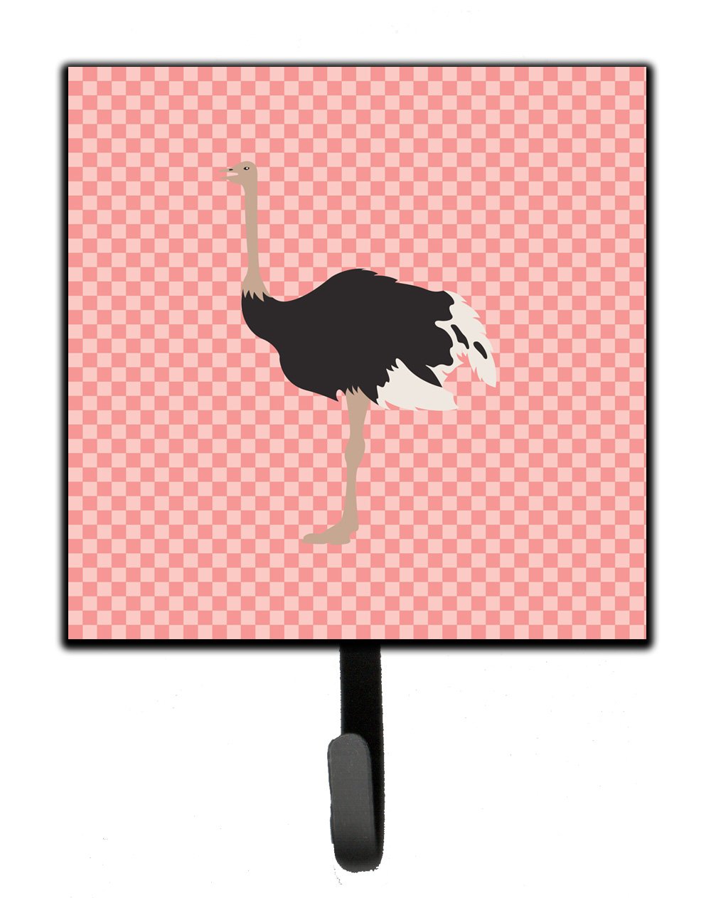 Common Ostrich Pink Check Leash or Key Holder Wall Hooks, Key Hooks Holder, Coat Rack Wall Mount, Coat Hooks, Hooks for Hanging Keys, Towels, Aprons, Leashes