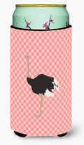Common Ostrich Pink Check Tall Boy Hugger Can Cooler Sleeve Machine Washable Drink Collapsible Insulator Beverage Insulated Holder