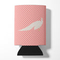 White Peacock Peafowl Pink Check Can or Bottle Hugger Cooler Sleeve for Standard 12 oz Cans, Insulated Foam Beer & Soda Can Hugger Reusable