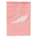 White Peacock Peafowl Pink Check House Flag 28x40 Porch Sleeve Pole Decorative Outside Yard Banner Artwork Wall Hanging, Polyester