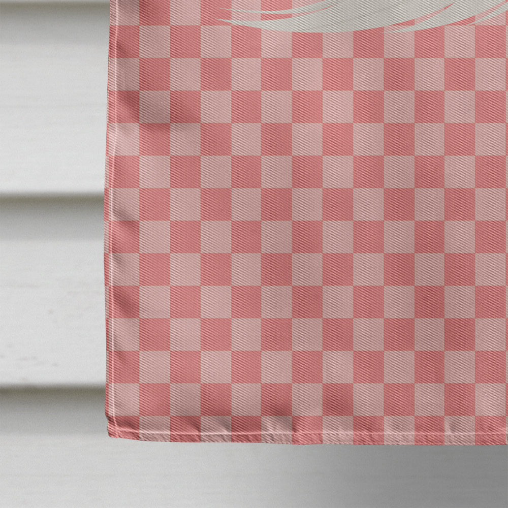 White Peacock Peafowl Pink Check House Flag 28x40 Porch Sleeve Pole Decorative Outside Yard Banner Artwork Wall Hanging, Polyester
