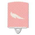White Peacock Peafowl Pink Check Ceramic Night Light Compact, UL-Certified, Ideal for Bedroom, Bathroom, Nursery, Hallway, Kitchen, 6x4x3, Multicolor
