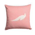 White Peacock Peafowl Pink Check Decorative Throw Pillow 14x14 Indoor Outdoor Accent Cushion, Fabric Cover with Insert for Sofa, Bed, Porch & Living Room
