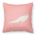 White Peacock Peafowl Pink Check Decorative Throw Pillow 18x18 Indoor Outdoor Accent Cushion, Fabric Cover with Insert for Sofa, Bed, Porch & Living Room