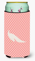 White Peacock Peafowl Pink Check Tall Boy Hugger Can Cooler Sleeve Machine Washable Drink Collapsible Insulator Beverage Insulated Holder