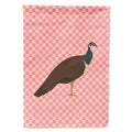 Indian Peahen Peafowl Pink Check House Flag 28x40 Porch Sleeve Pole Decorative Outside Yard Banner Artwork Wall Hanging, Polyester