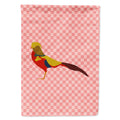 Golden or Chinese Pheasant Pink Check House Flag 28x40 Porch Sleeve Pole Decorative Outside Yard Banner Artwork Wall Hanging, Polyester