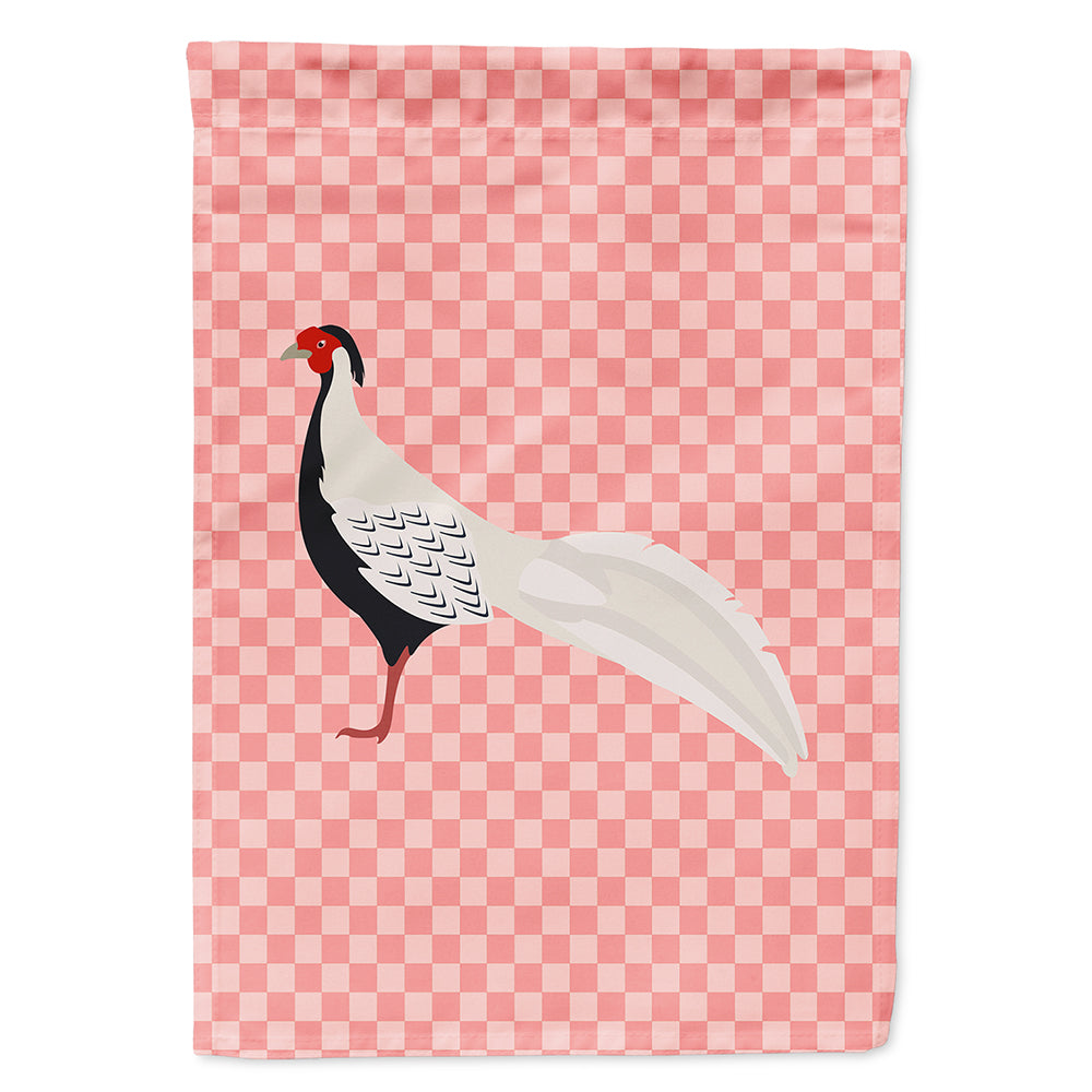 Silver Pheasant Pink Check House Flag 28x40 Porch Sleeve Pole Decorative Outside Yard Banner Artwork Wall Hanging, Polyester