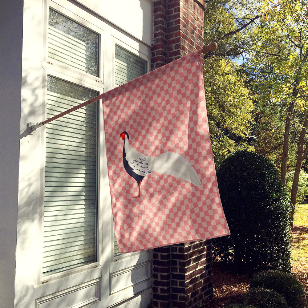 Silver Pheasant Pink Check House Flag 28x40 Porch Sleeve Pole Decorative Outside Yard Banner Artwork Wall Hanging, Polyester