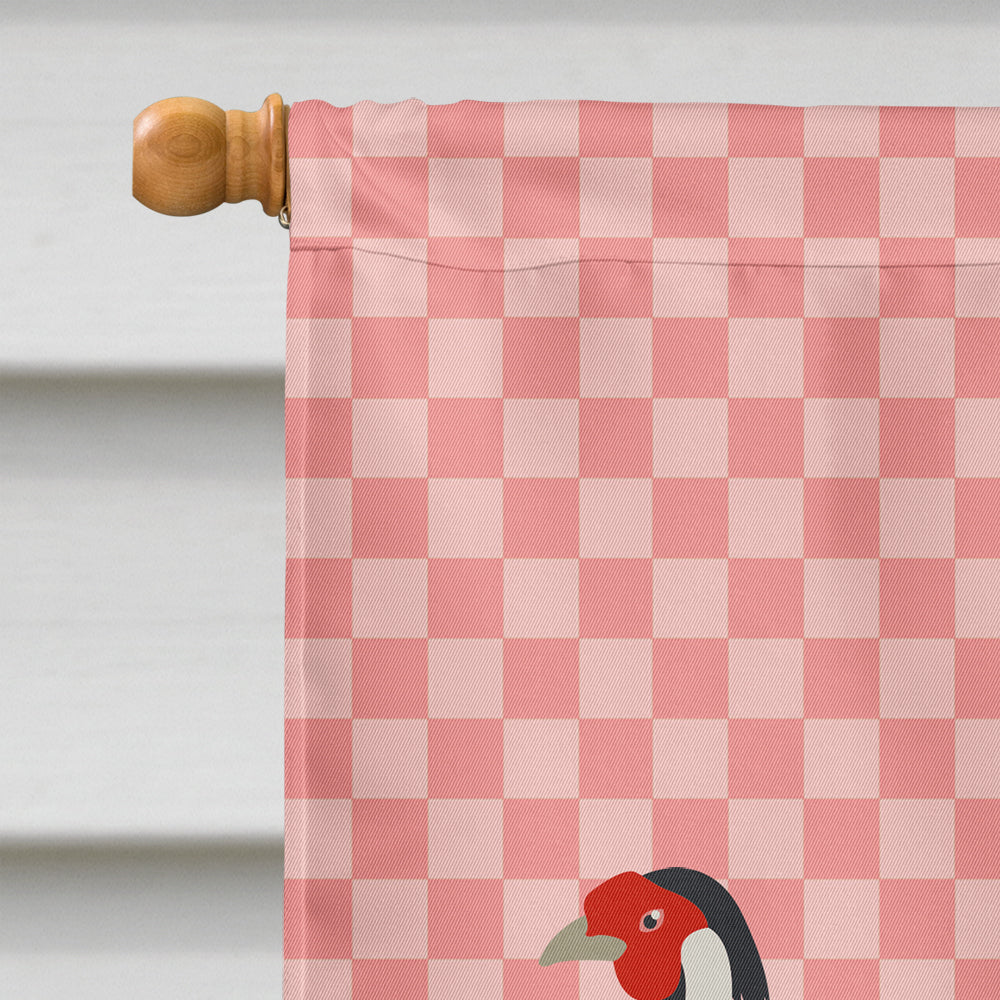 Silver Pheasant Pink Check House Flag 28x40 Porch Sleeve Pole Decorative Outside Yard Banner Artwork Wall Hanging, Polyester